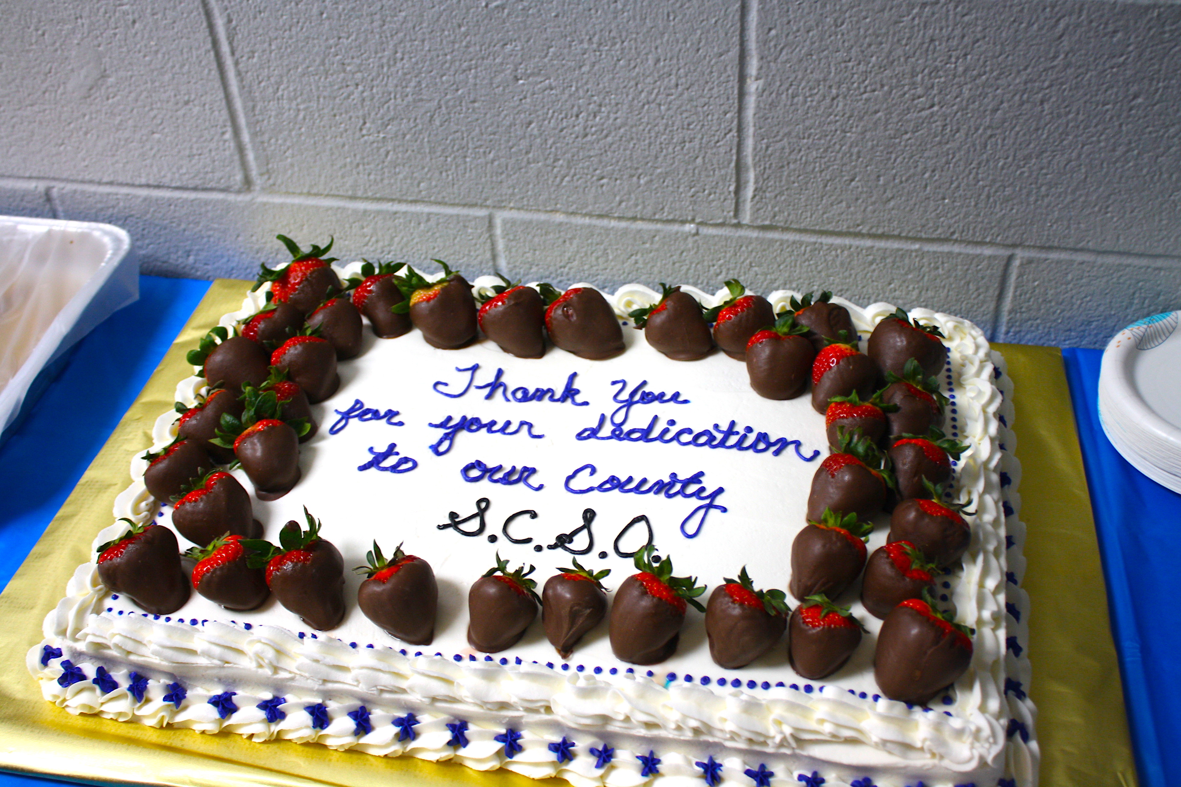 SCSO enjoys many different foods from local restaurants at their appreciation luncheon.