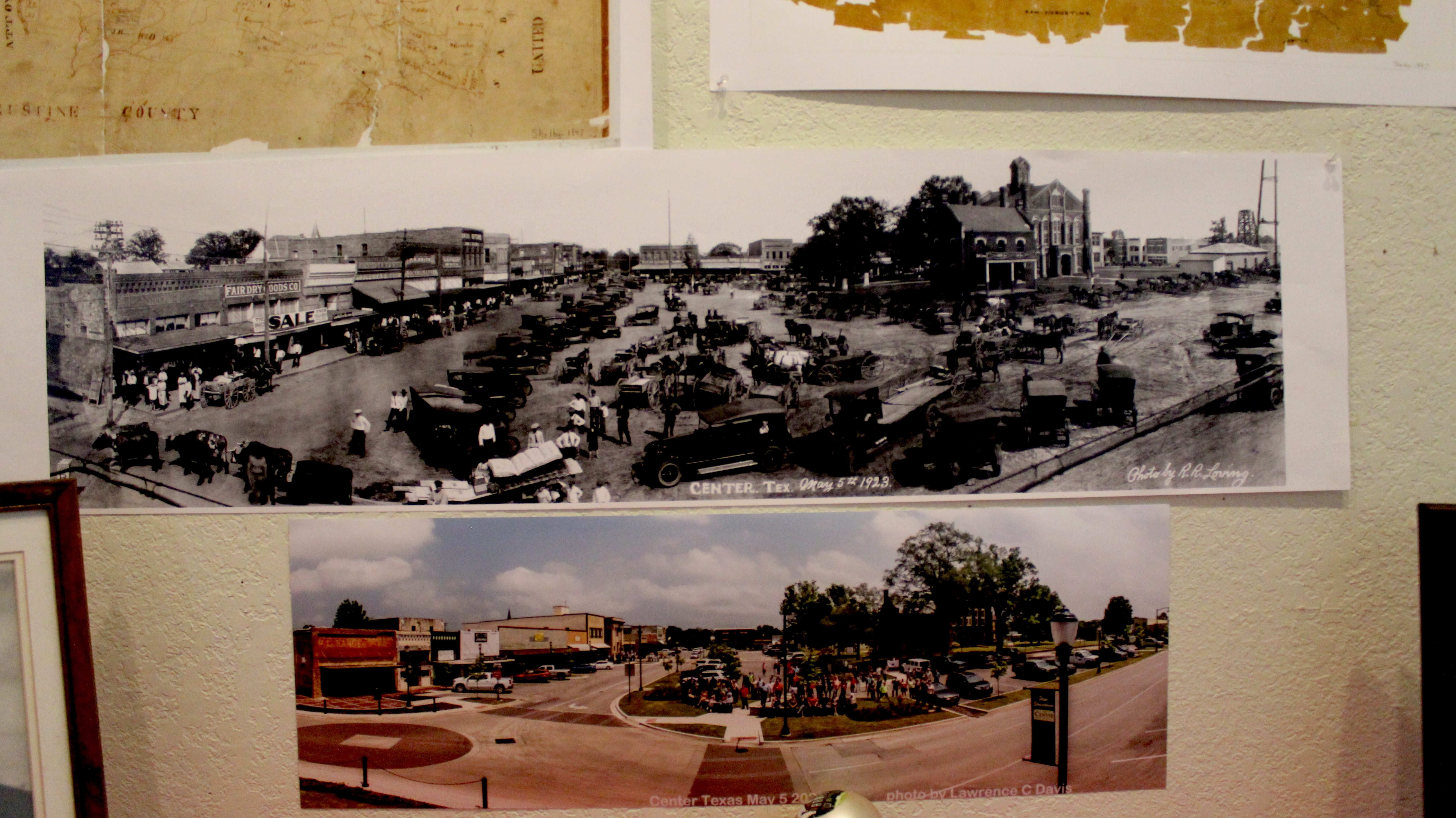 Loving's 1923 photo and Lawrence Davis's 2023 commemoration photo on display at the museum. 