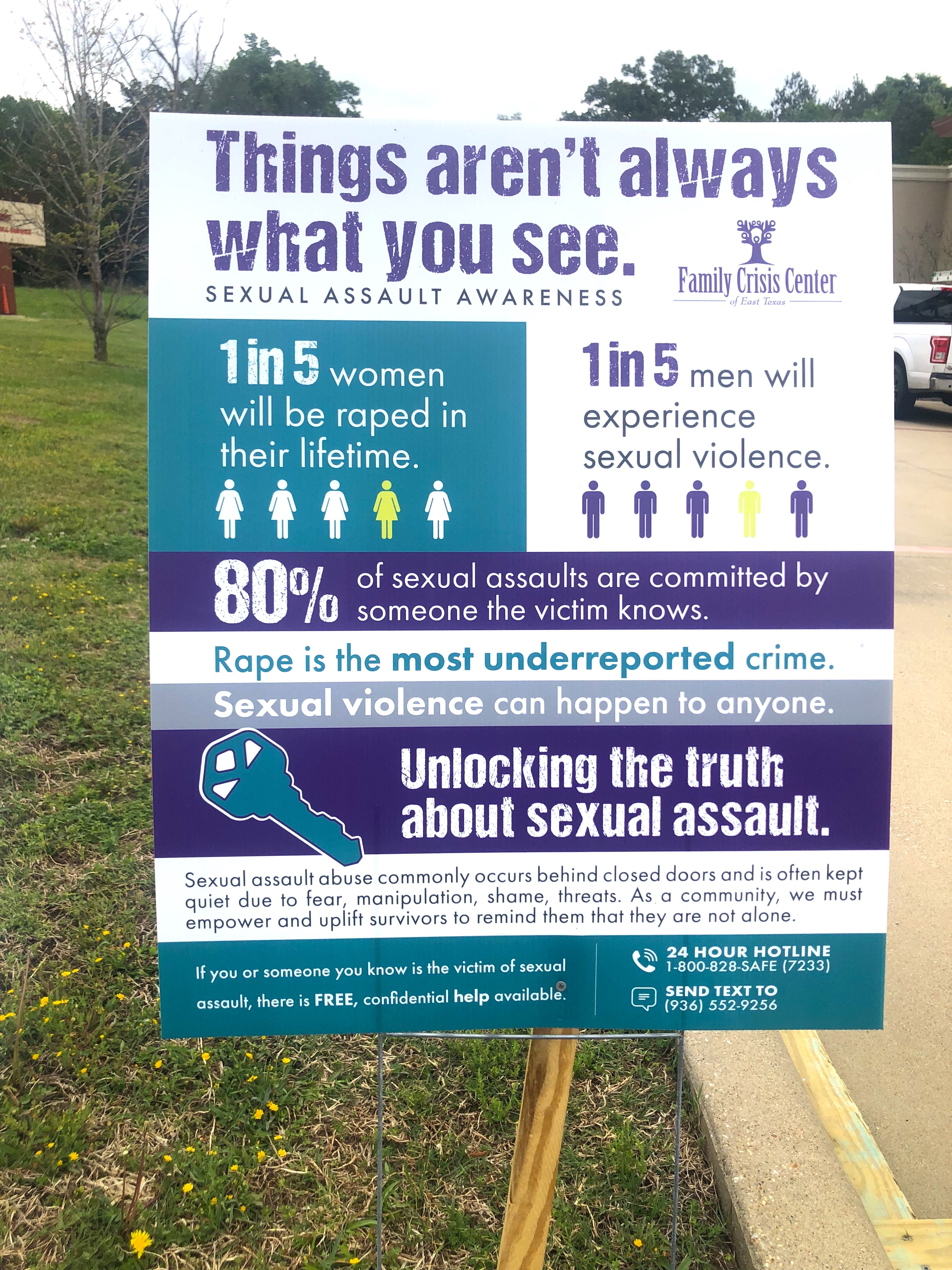 Sexual Assault Awareness Month Art Display at Cline Family Medicine 