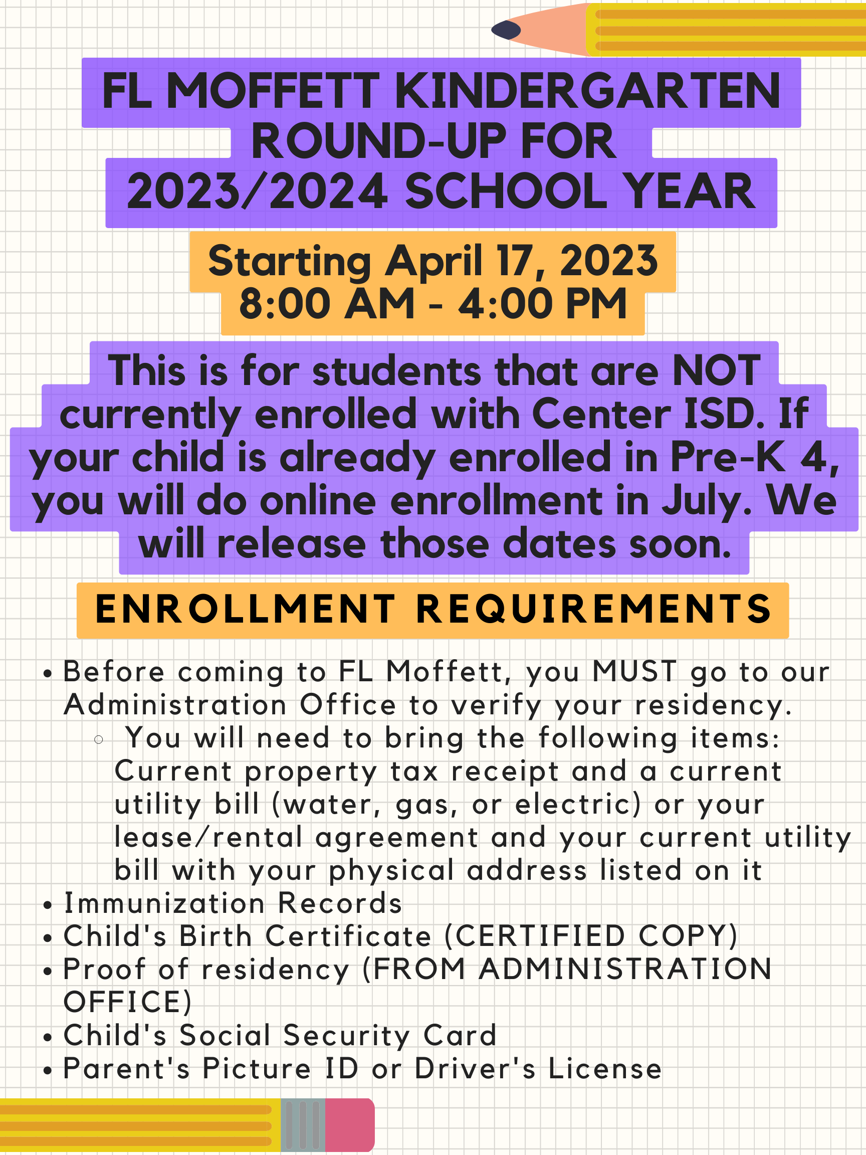 Kindergarten Round-Up Begins Next Week!