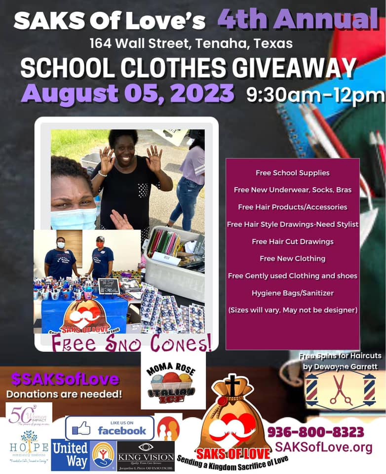 SAKS of Love 4th Annual School Clothes Giveaway 
