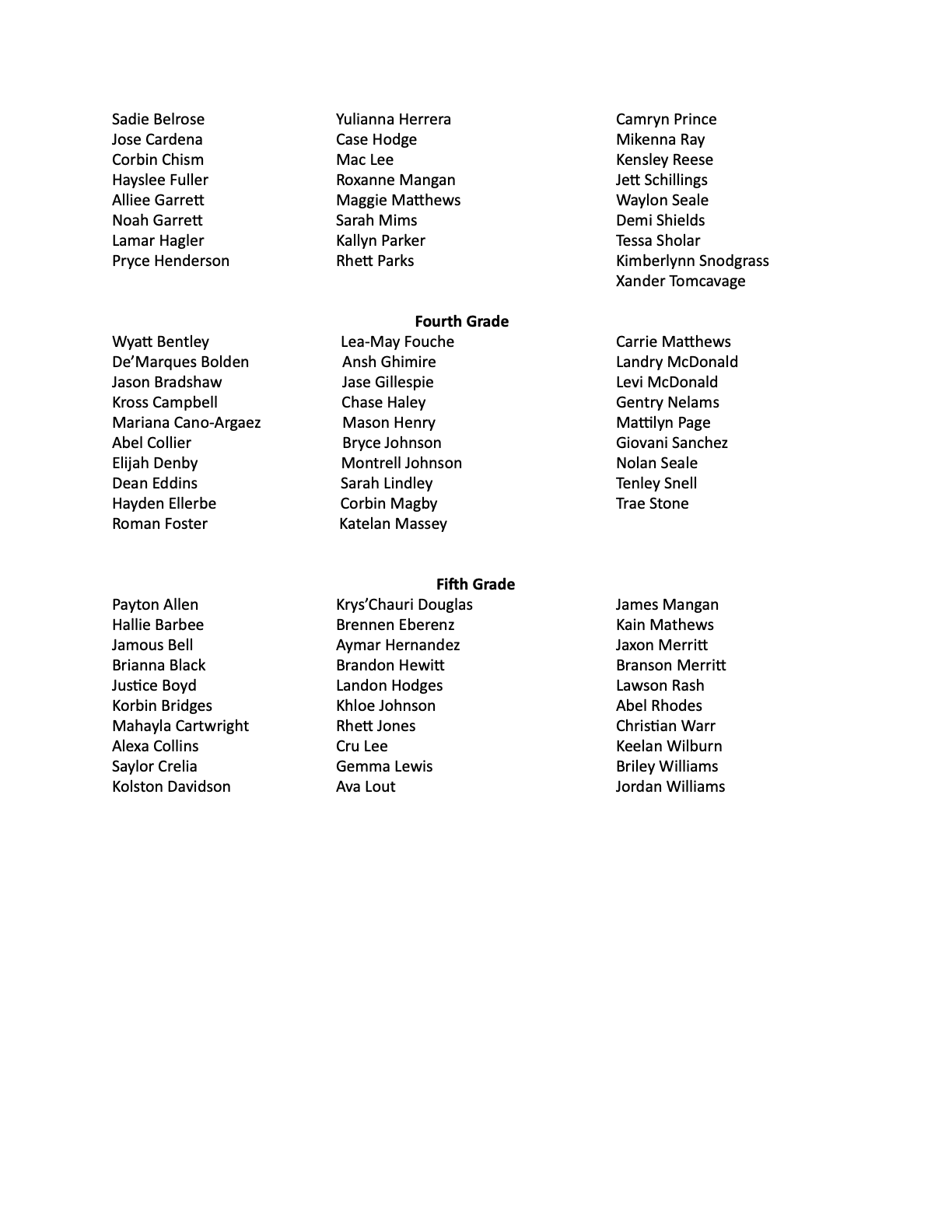 Perfect Attendance & Honor Roll