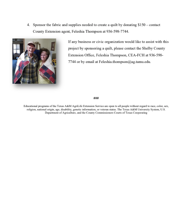 Quilts of Valor: Honoring Shelby County Military Veterans