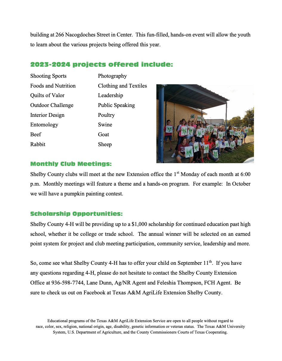 What’s New for Shelby County 4-H