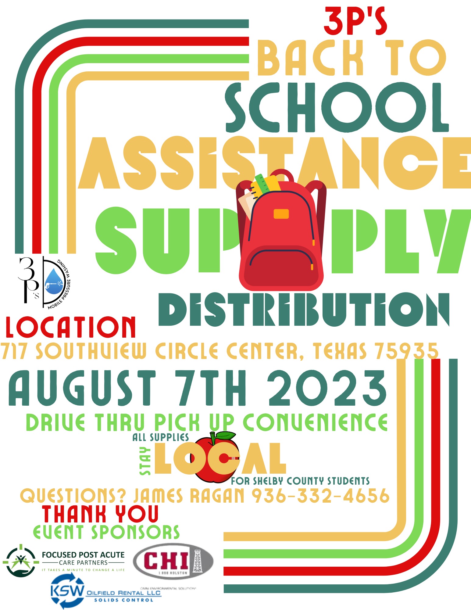 3P's Back to School Assistance and Supply Distribution 