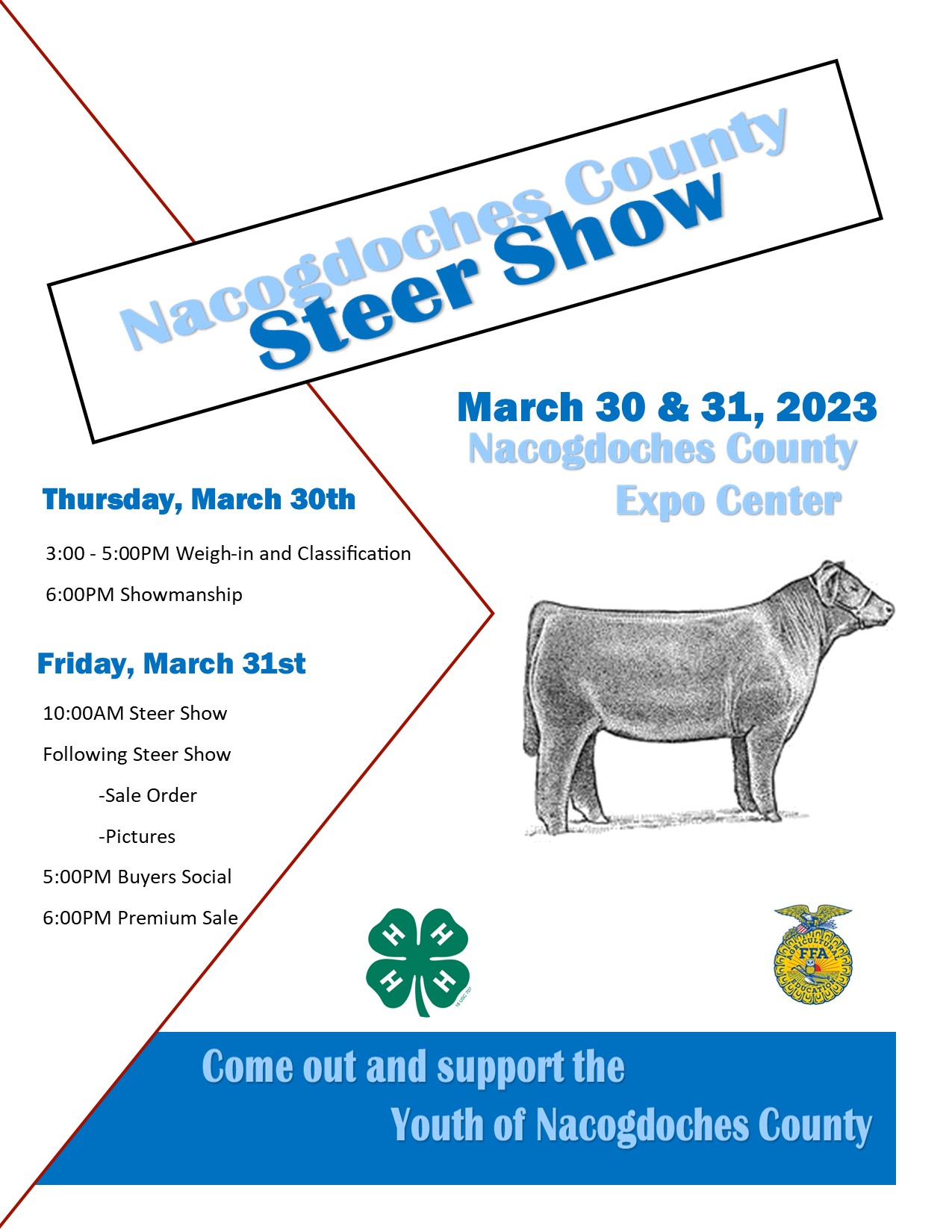 Nacogdoches County Steer Show March 30 & 31 