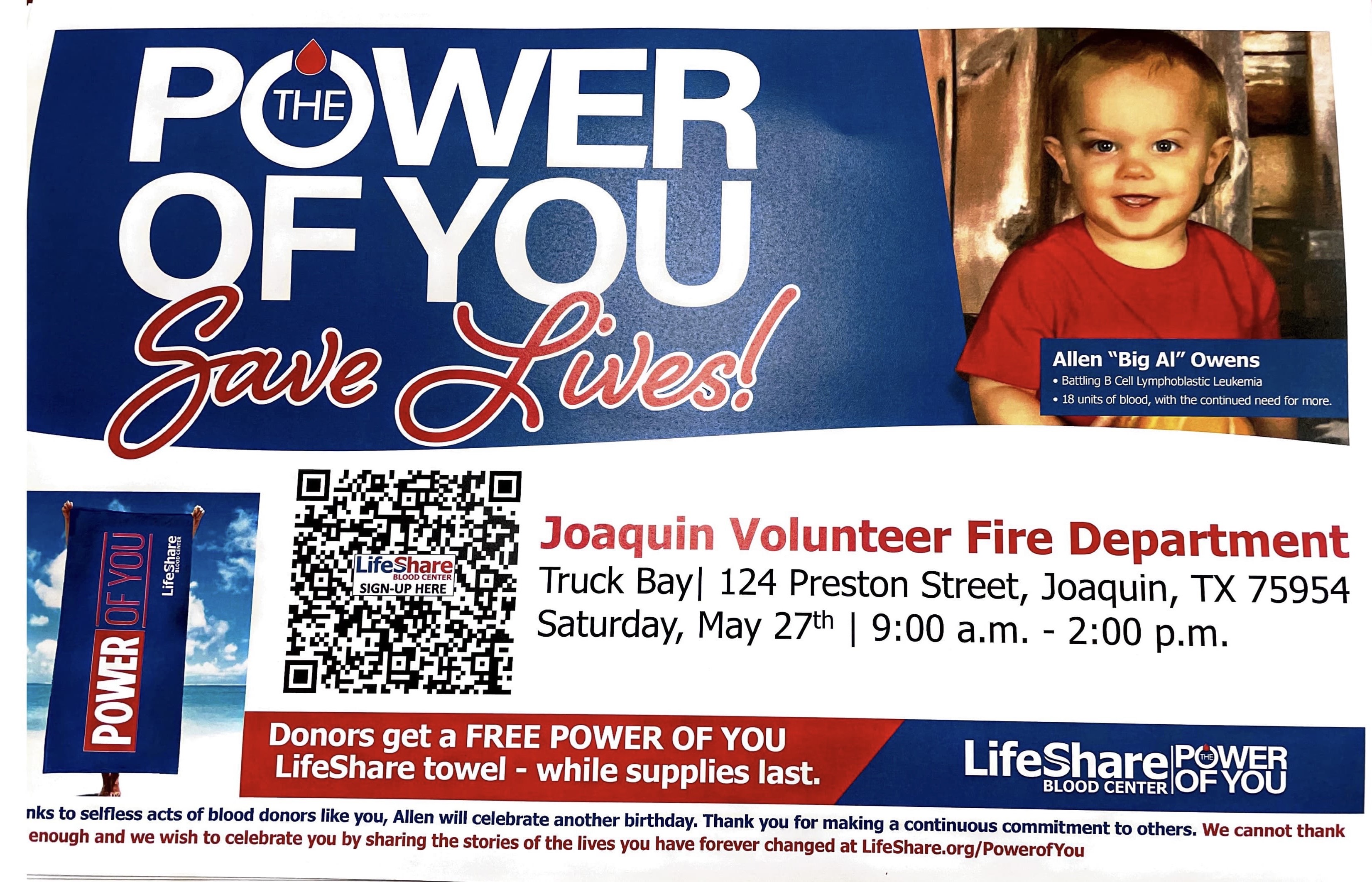 JVFD May 7-13 Report, Blood Drive Announcement 
