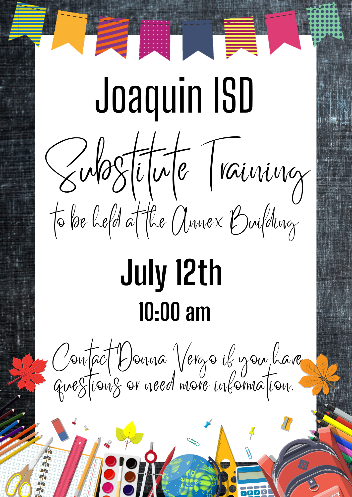 Joaquin ISD July Sub Training