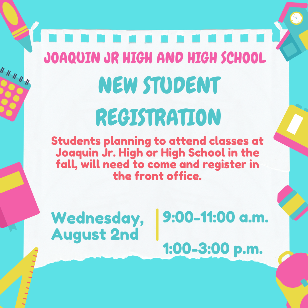 Joaquin ISD Student Registration 2023-24