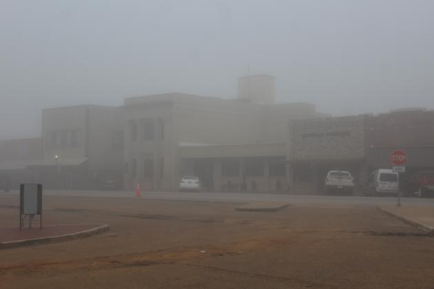 Looking toward Farmers State Bank main branch in downtown Center.