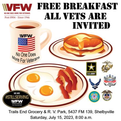 Veterans Breakfast at Trails End Grocery July 15