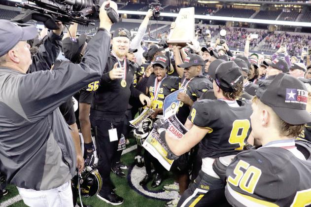The moment every Timpson coach, player, fan and friend of had been waiting for, the arrival of the 2023 UIL 2A Div. 1 State Trophy. Talor Bragg | The Light and Champion