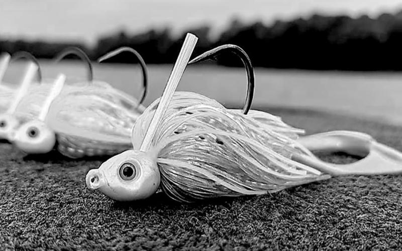 Labriola has caught 13 bass over 10 pounds while fishing with Burks since 2024. Most were fooled by a specialty bait Burks designed called the FFS Sniper Jig. Courtesy Photo Brandon Burks