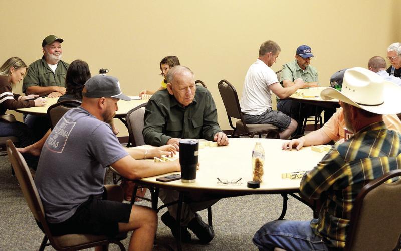 Domino players gathered at the John D. Windham Civic Center last Friday night for a 42 tournament as part of the 2026 Grill Fest sponsored by the Shelby County Chamber of Commerce. The tournament was won by the team of Shelby Johnson and Olivia Johnson. David Danley | Light and Champion