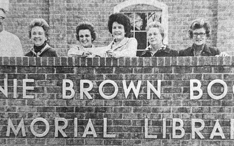 LIBRARY DONATIONS, totaling $5,720.29 have been received from the Preceptor Upsilon Chapter of Beta Sigma Phi, of which $3,730.00 has been used for operating expenses, and $2,015.17 has been deposited in a general building fund for use as needed by the library. Present as the sorority presented a check for $700 to the library Board of Trustees were, left to right, Connie Weaver, Mitchell Jetton, Vivian Menefee, Fannie Mae Davis, Florene Fleming, Katherine Prince, and Marie Tribble.
