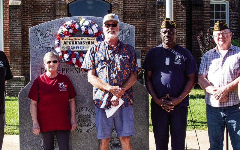 Shelby County CFW Post #8904,Auxiliary and friends remembered Operation Enduring Freedom Monday at the Veterans Memorial on 1885 Historic Courthouse grounds.