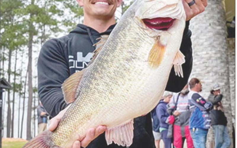 Riley Harris of Orange recently set a Toyota Series weight record for Sam Rayburn with an 82 pound, 10 ounce total over three days on 15 bass. Harris weighed in this 11 pound, 3 ounce beauty in the final round. MLF Photo
