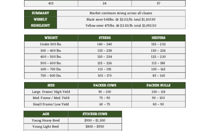 Center Livestock Auction Market Report 3/1/2023