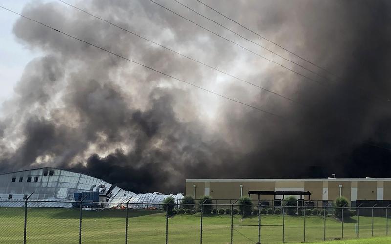 Portacool engulfed in flames