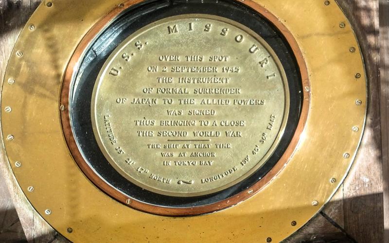 VFW Post 8904 &amp; Auxiliary Observe Victory over Japan Day - USS Missouri Plaque