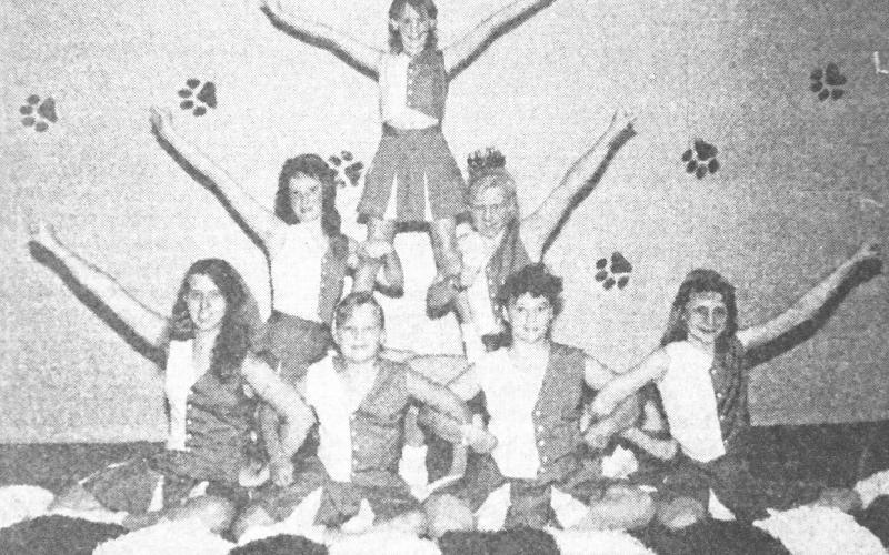Leading cheers for Excelsior ISD this year are (front, from left) Tiffany Yarbrough, Susan Adams, Hanna Fountain and Amanda Jordan. Also, (second row, from left) Francesca Hudspeth, Jessica Addison (top) and Nicole Addison. Brenda Risinger is sponsor for the group.