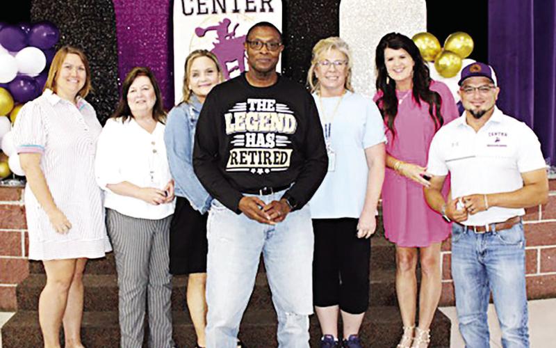 Recognized by Center ISD for 20 years of service were Angela Barbee, Hiram Harrison, Rene’ McDaniel, Susan Penick, Jesse Ruiz, Shanell Ruiz and Haley White.