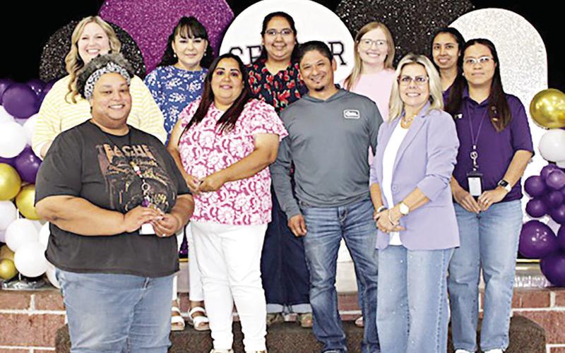 Recognized by Center ISD for 10 years of service were Leticia Abundis, Lindsey Anderson, Perla Araiza, Cecilia Arcibar, Elizabeth Bennett, Fleashia Ford, Matthew Gregory, Humberto Martinez Balderas, Claudia Martinez Rodriguez, Laura Oates, Dorothy Parker, Michele Whiddon and Terena Wyrick.