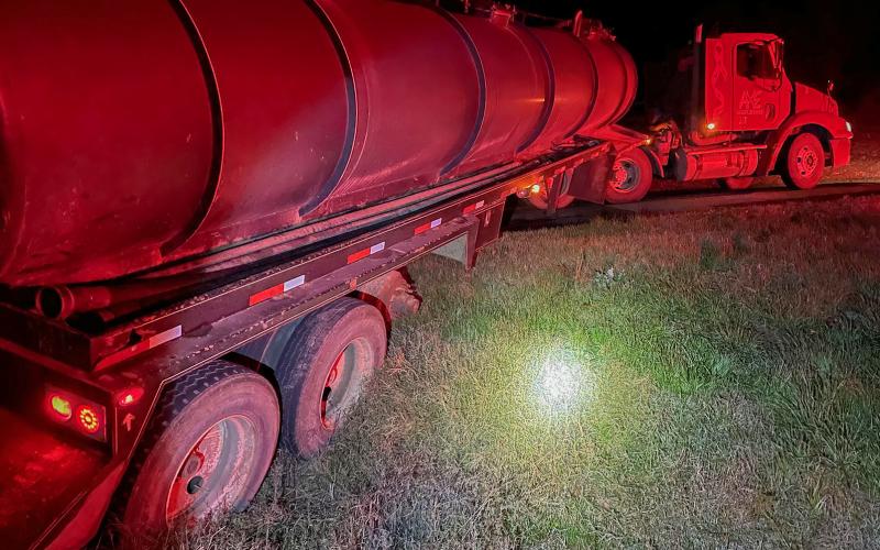The JVFD provided traffic control Wednesday night on Highway 7 East while two tow trucks worked to pull a saltwater truck out of ditch.