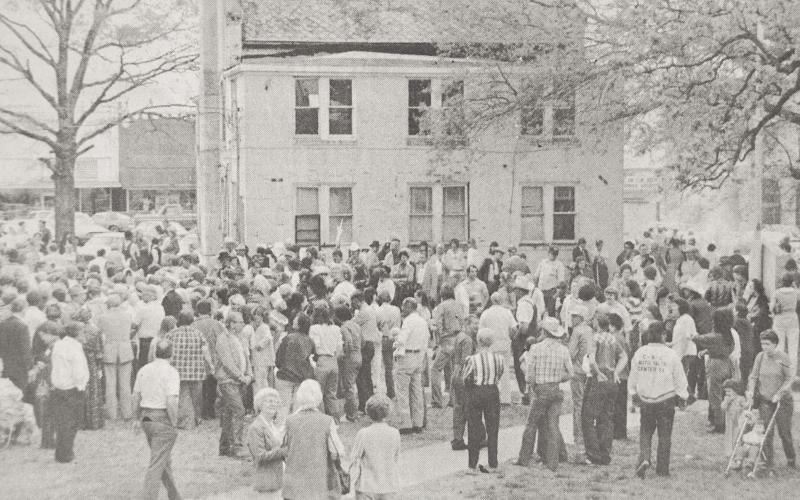 A 100th year anniversary celebration was held for the historical Shelby County courthouse on Saturday, March 23 with a large crowd gathering for the event, which included the opening of the cornerstone of the building. Unfortunately, once the cornerstone was opened it was found to be empty. Before it was re-sealed, a copy of the previous week’s Light and Champion, a Bible, a program from the anniversary celebration and other items were placed in the cornerstone.