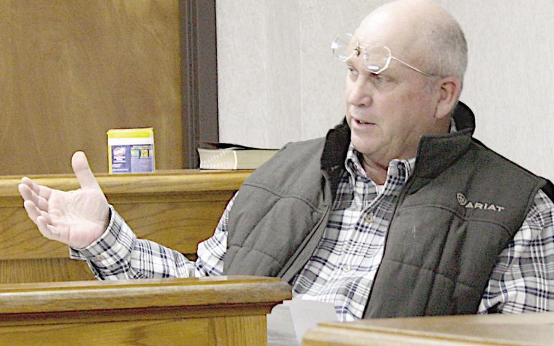 Cutline: County Commissioner Stevie Smith explains why he was not in favor of paying Emergency Watershed Protection Program invoice because in his opinion, the project has not been satisfactorily completed. David Danley | The Light and Champion