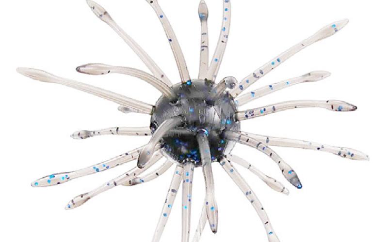 Yamamoto’s Uni urchin-style baits have become a big hit with forward- facing sonar users. The soft plastic appendages shimmy, twitch and quiver as the bait moves slowly through the water. Yamamoto Photo