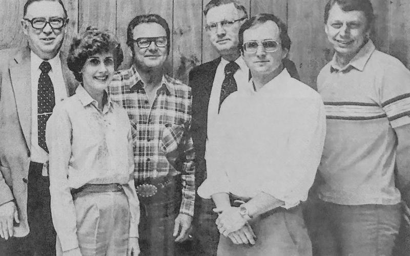 CENTER I.S.D. BOARD OF TRUSTEES – Newly elected members Billie Sue Payne and Joe West join, left to right, Dr, Joe B. Hooker, Steve Webb, Jim Holley and Dr. Robert Hughes Jr. to form the new Center School Board.