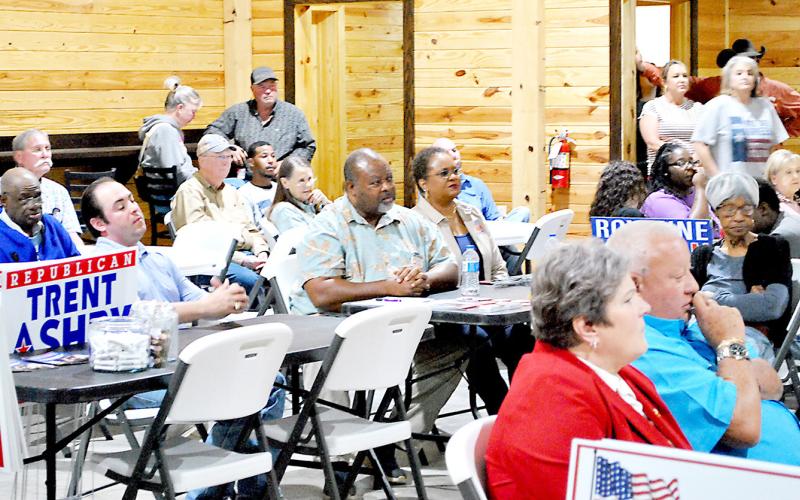 County residents gathered at the Tie &amp;amp; Timber Lodge in Timpson Monday evening for a Meet the Candidates event. Local, county and state candidates or their representatives were on hand to meet voters and share some of their reasons for running for office and what they hope to accomplish if elected. Lisa White | Light and Champion