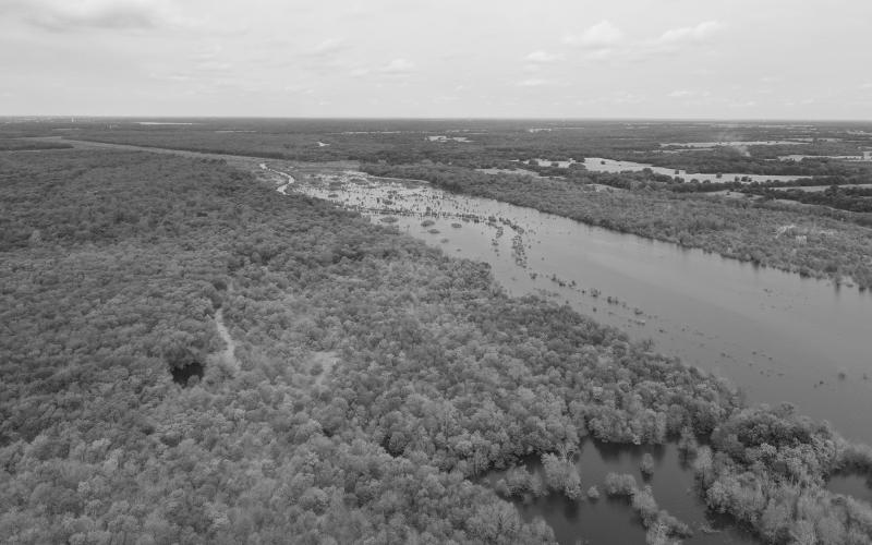 The upper reaches of 16,500 acre Bois d’Arc Lake in Fannin County should be a bass fishing mecca and a flipper’s paradise. Approximately 7,000 acres of flooded timber and brush was left untouched,except for a 3 1/2-mile long boat lane that spans about 1,000 feet across. (NTMWD Photo)