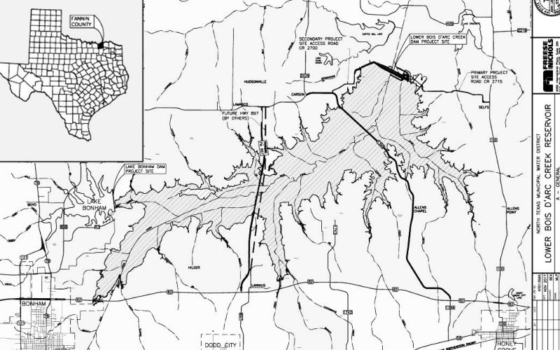 At 16,650-acre, Bois d’Arc Lake in Fannin County will be the first major reservoir to open statewide since Lake O.H.Ivi opened in 1990. The lake level is still about three feet shy of where it needs to be before North Texas Municipal Water District will consider opening it to the public for recreational fishing and boating.