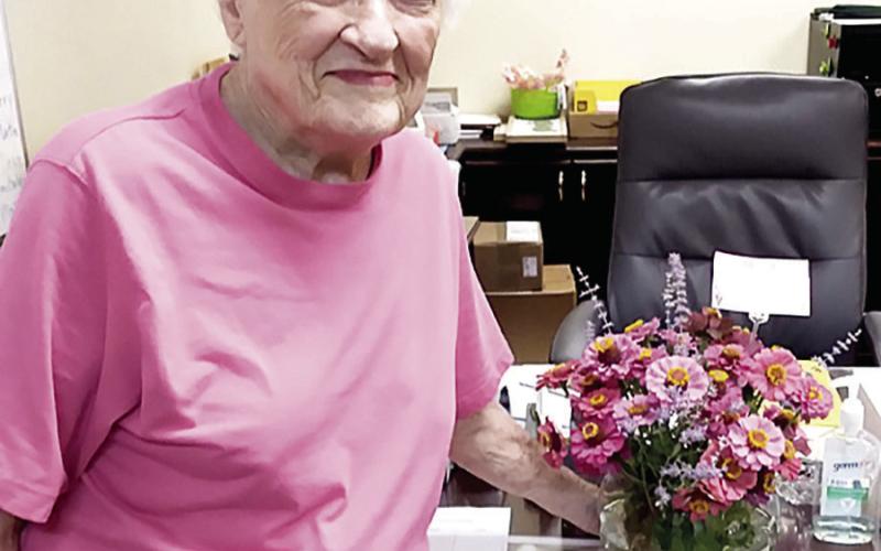 Community Beautification is one of Center Garden Club’s annual projects. Each month from September through May, club members will present local institutions, businesses, and other entities with a complimentary floral design or plant. For September, member Janette Wittmann presented her floral design to the First Baptist Church office. Center Garden Club looks forward to sharing nature’s beauty throughout our community during the 2025-26 year.