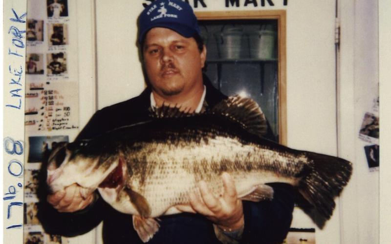 The unofficial Texas record for bank-caught bass belongs to the late Troy Coates of Emory. Coates caught the 17.08 pounder at Lake Fork in February 1991. The bass currently ranks as the No. 6 heaviest Texas bass of all-time. CONTRIBUTED PHOTO