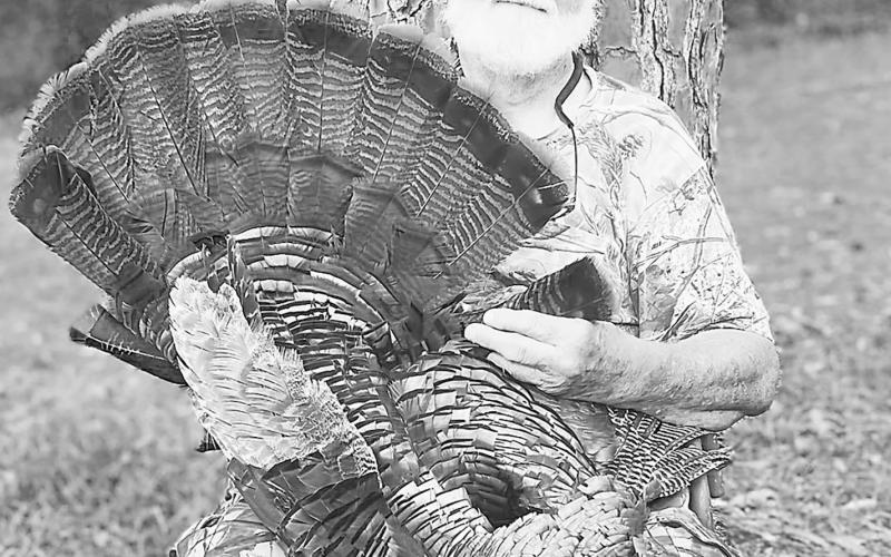 Dale Bounds, a former president of the Texas State Chapter of the National Wild Turkey Federation, recently harvested this mature eastern wild turkey gobbler in Newton County. Bounds, 82, made the hunt despite limited mobility and a torn rotator cuff that prevented him from shouldering his 12-gauge without the aid of a brace. The mature gobbler wore a 9 1/2 inch beard and had one-inch spurs. Photo courtesy of Dale Bounds