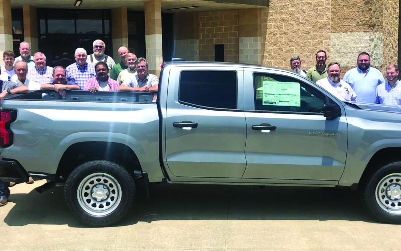 A 2023 Chevrolet Colorado pickup from Ray Jones Chevrolet in Center was delivered to the Center Noon Lions Club last week.The truck and cash awards will be given away at the East Texas Poultry Festival in Center in October. Proceeds from the annual fund raiser benefit the many community projects and charities supported by the local civic club. (Leon Aldridge photo/Light and Champion)