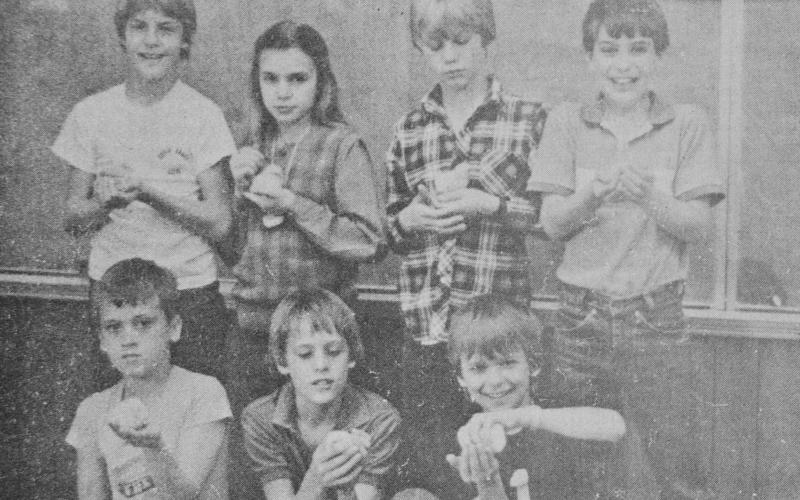 Which Came First – Timpson fifth grade science class recently studied various processes throughout the incubation period of a chicken egg with the help of Shelby County Extension Agent James Greer and local broiler house owner Randy Graves. Some of the participants in the project are pictured (front row, left to right) John Todd, Ricky Askins and Ryan Stamps. (Back row, left to right) Casey Ford, Terri Rucker, Kirk Dillon and Kreg Johnson.