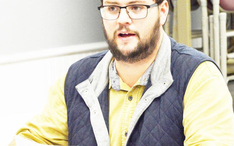 Truit Whitley, Tenaha VFD Secretary, gives the department’s monthly update to the Tenaha city council. David Danley | Light and Champion