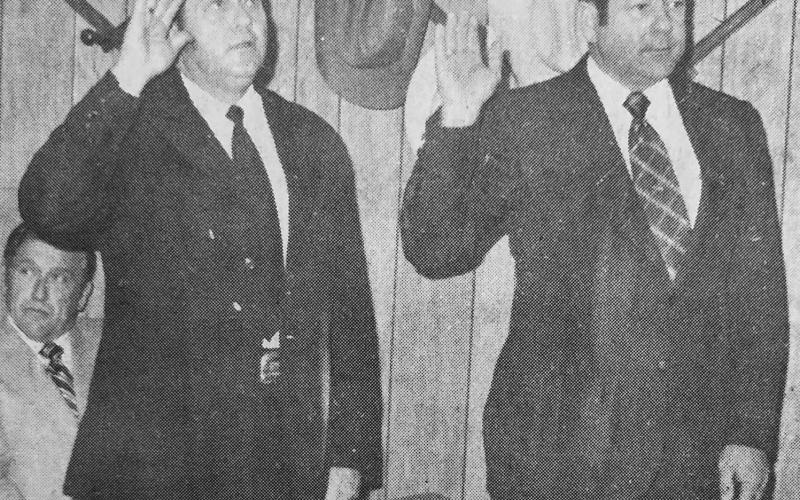 SHERIFF SWORN IN: Sheriff Ben Samford, along with Constable Butch Adams of Shelbyville, was sworn into office by Judge Paul Carlisle in a special called meeting of the Commissioner Court last Friday. Samford assumed duties of his office on Saturday.