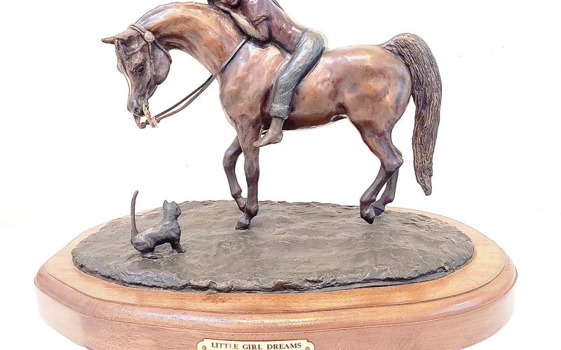 “Little Girl Dreams” is one of Myers’ best-known and most-popular sculptures, showcasing a skill in bronze sculpture that brought her much acclaim in the Arabian horse world.