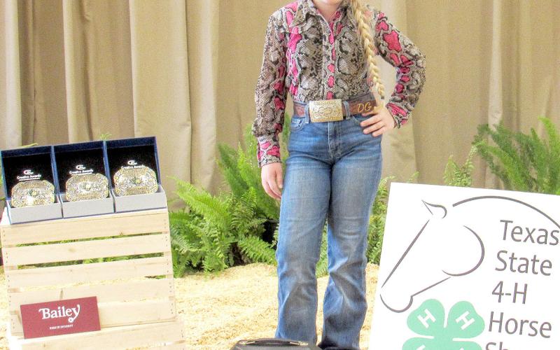 Della Groves of Joaquin competed in the state 4H Horse Show where she won overall Junior Champion Timed Horseman. Her other accomplishments at the show include Junior Division Barrel Racing Champion, Junior Division Pole Bending Champion, Junior Division Goat Tying Champion and Junior Division Breakaway Roping-6th Place. Submitted | Light and Champion