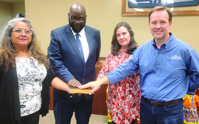 Newly elected officials sworn into office by City Secretary Esther Elizondo included newly elected Tracy Bolton and incumbants Leigh Porterfield and Terry Scull. Porterfield will continue to server as Mayor Pro-Tem.