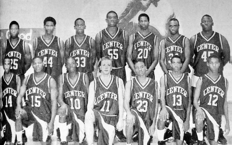 The 1999-2000 Roughriders are: (Kneeling, L to R) Todd Barnes, Aubrey Lacey, Dontay Barnes, Kyle Ivey, Tim Hubbard, DeNorris Cloudy, Michael Ratcliff. (Back row L to R) Robert Richards, Jeremy Pat - ton, Byron Daniels, Michael Montgomery, Marcus Cartwright, Michael Cranford and Michael Moore.