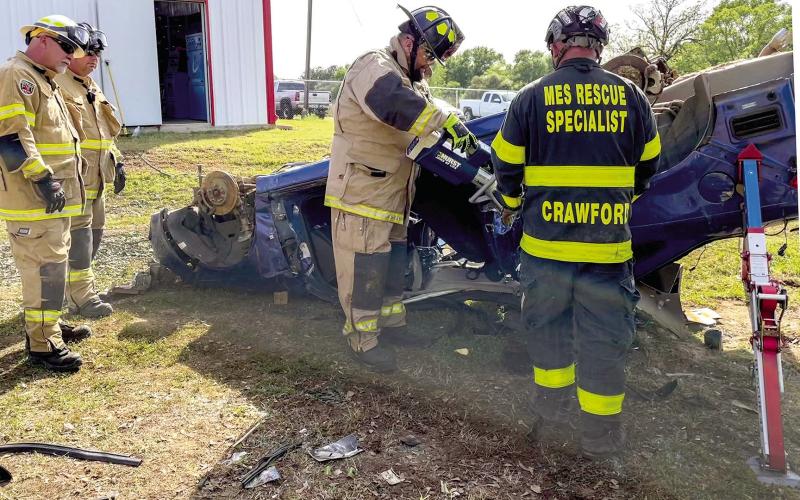 JVFD and firefighters from departments in three counties learned new techniques in extricating people from motor-vehicle accidents at a Joaquin VFD hosted extrication class at Station 2 on Highway 7 East.The classes started Friday evening and ended Sunday. Ways to stabilize cars and opportunities to use tools like the “jaws-of-life” were part of the classes. (JVFD Submitted photo)