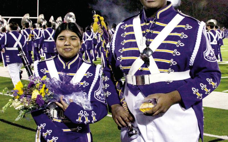 Friday night was Senior Night at the Center versus Brownsboro game. Seniors for school organizations were recognized in pregame activities as well as the Roughrider Band’s introduction of the Band Beau and Sweetheart. Those honors went to Beau Damien Horton and Sweetheart Karen Cordoba. (Leon Aldridge photo/The Light and Champion)