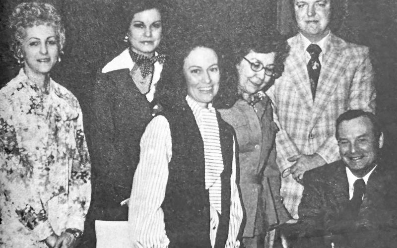MAYOR SIGNS PROCLAMATION: The month of April has been designated as Cancer Control Month by President Ford, Governor Briscoe, and Mayor Mann Pinkston of Center. Pictured at the signing are (left to right) Mrs. Morgan Harris, Mrs. Lynn McGee, Mrs. Wayne Cosby, Miss Jim Ann Taylor, Nielson Davis, and Mayor Pinkston.