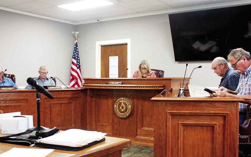The Shelby County commissioners court reviews the county’s weekly expenses before approving and paying them. City of Center photo | Light and Champion